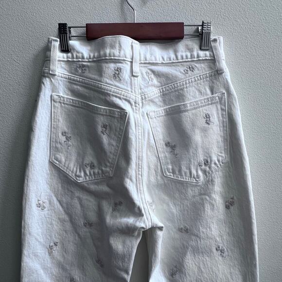 Abercrombie & Fitch the 90s Relaxed High Rise Jean Women's 25 Cream Embroidery - Picture 6 of 11